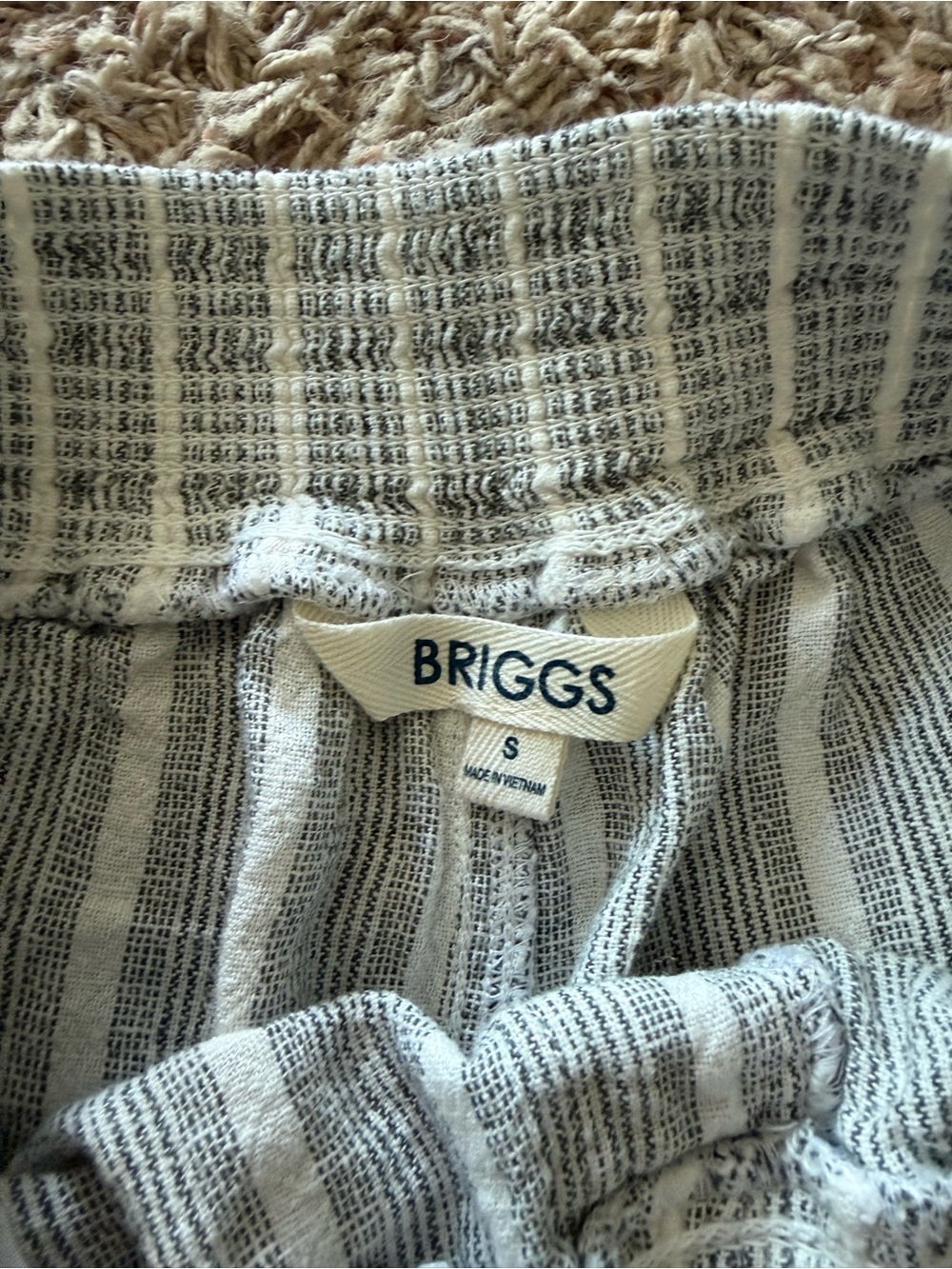 Briggs New York Lightweight Striped High-Waist Shorts - Gray & White - Picture 3 of 3